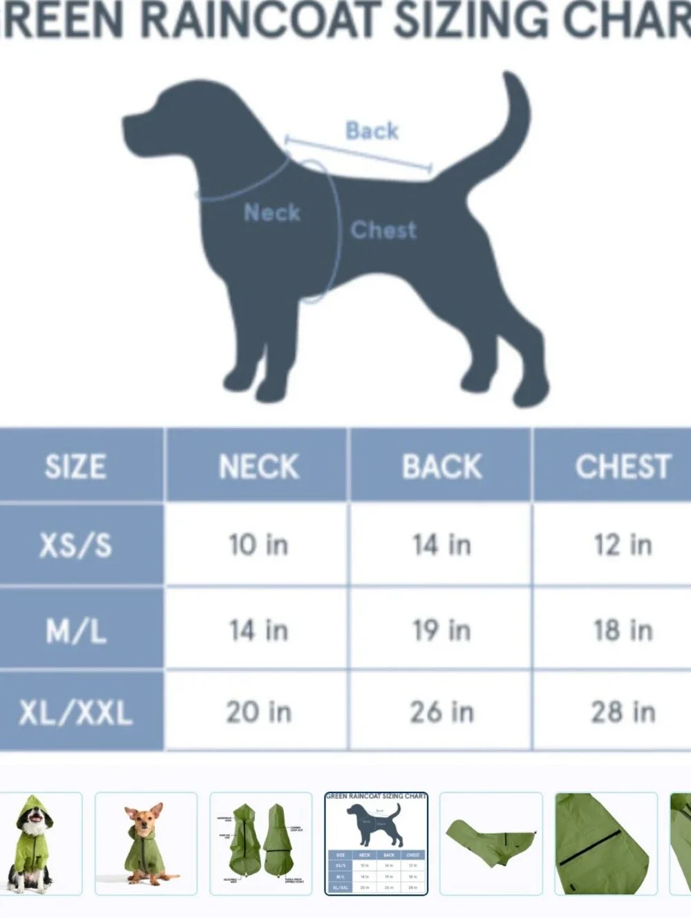 XL / XXL Green Dog The Dry Dog Raincoat with Hood - Brand: BARK